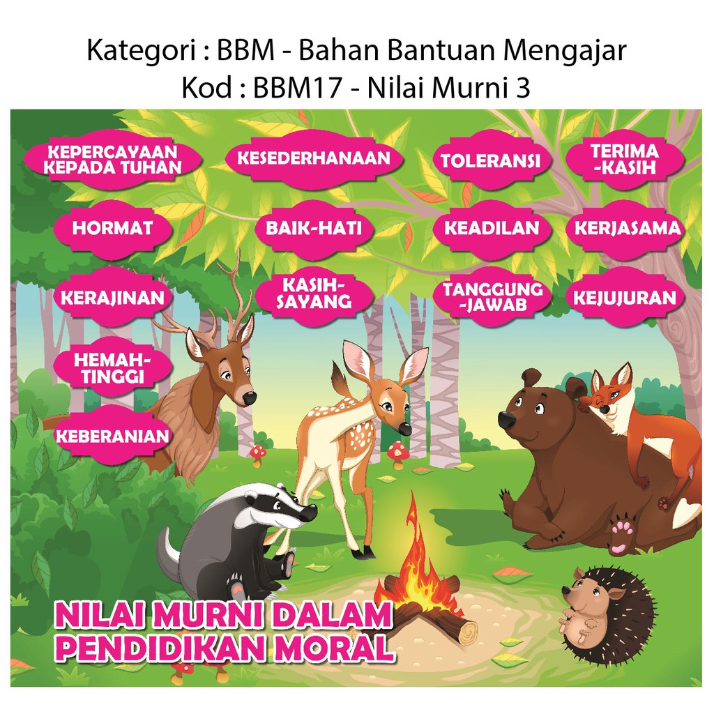 Poster Carta Nilai Murni Dalam Pendidikan Moral Bbm17 Shopee Malaysia