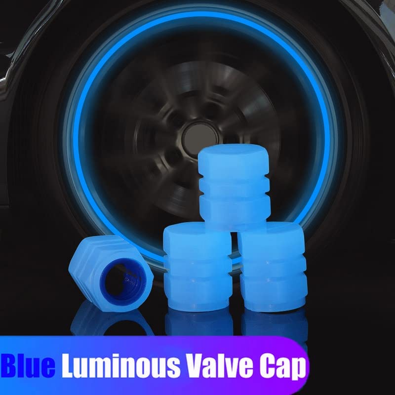 4Pack Fluorescent Tire Valve Stem Caps /Universal Car Glow Tire Air
