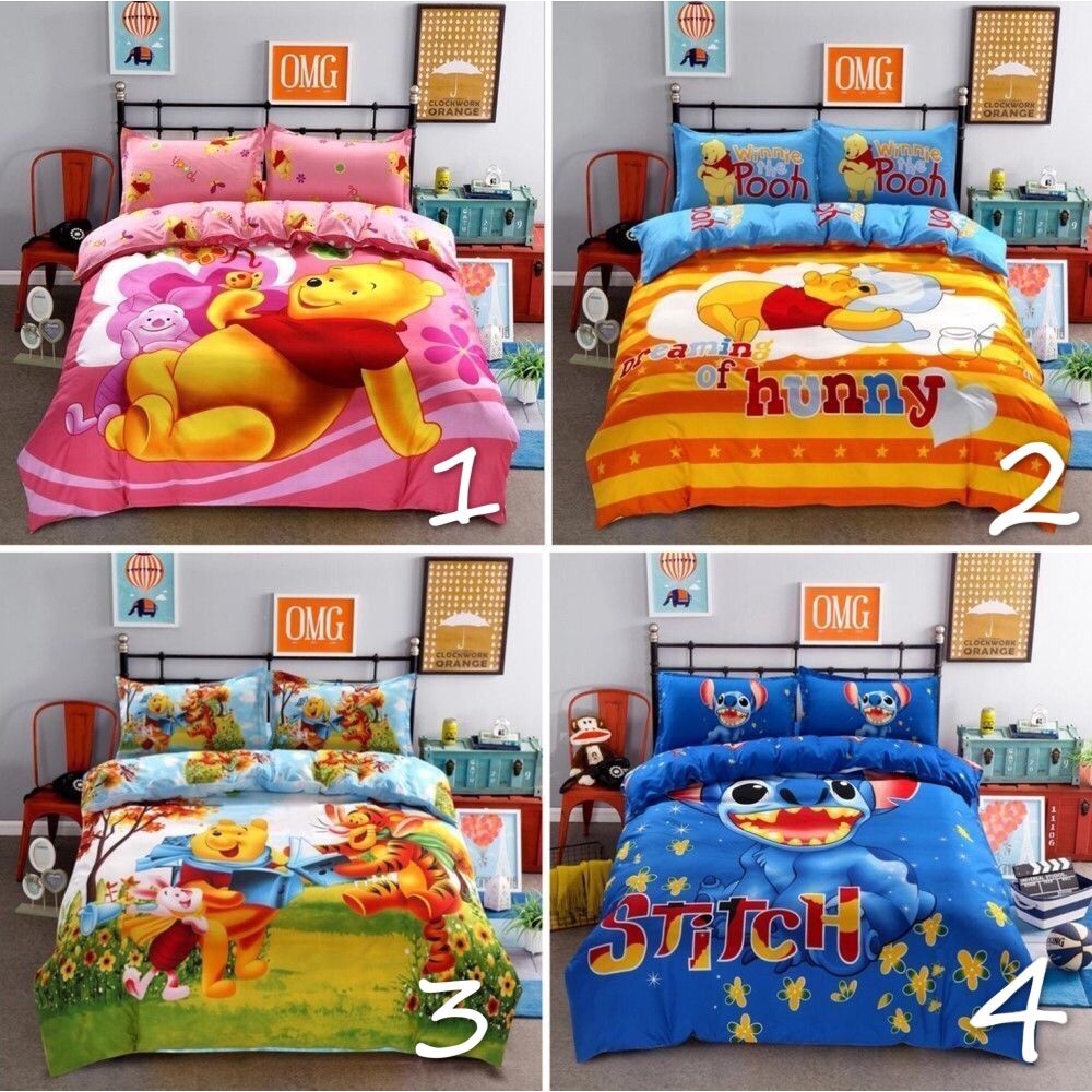 Winnie The Pooh Cartoon Children S Queen 4pcs Bedding Set Duvet