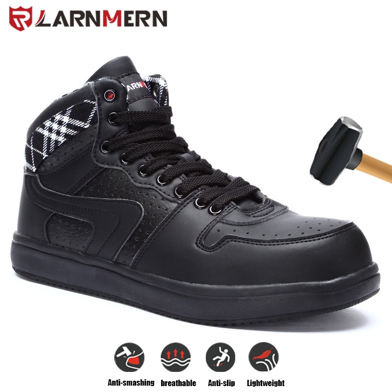 Men Safety Shoes Anti Smashing Steel Toe Black Boots Comfortable