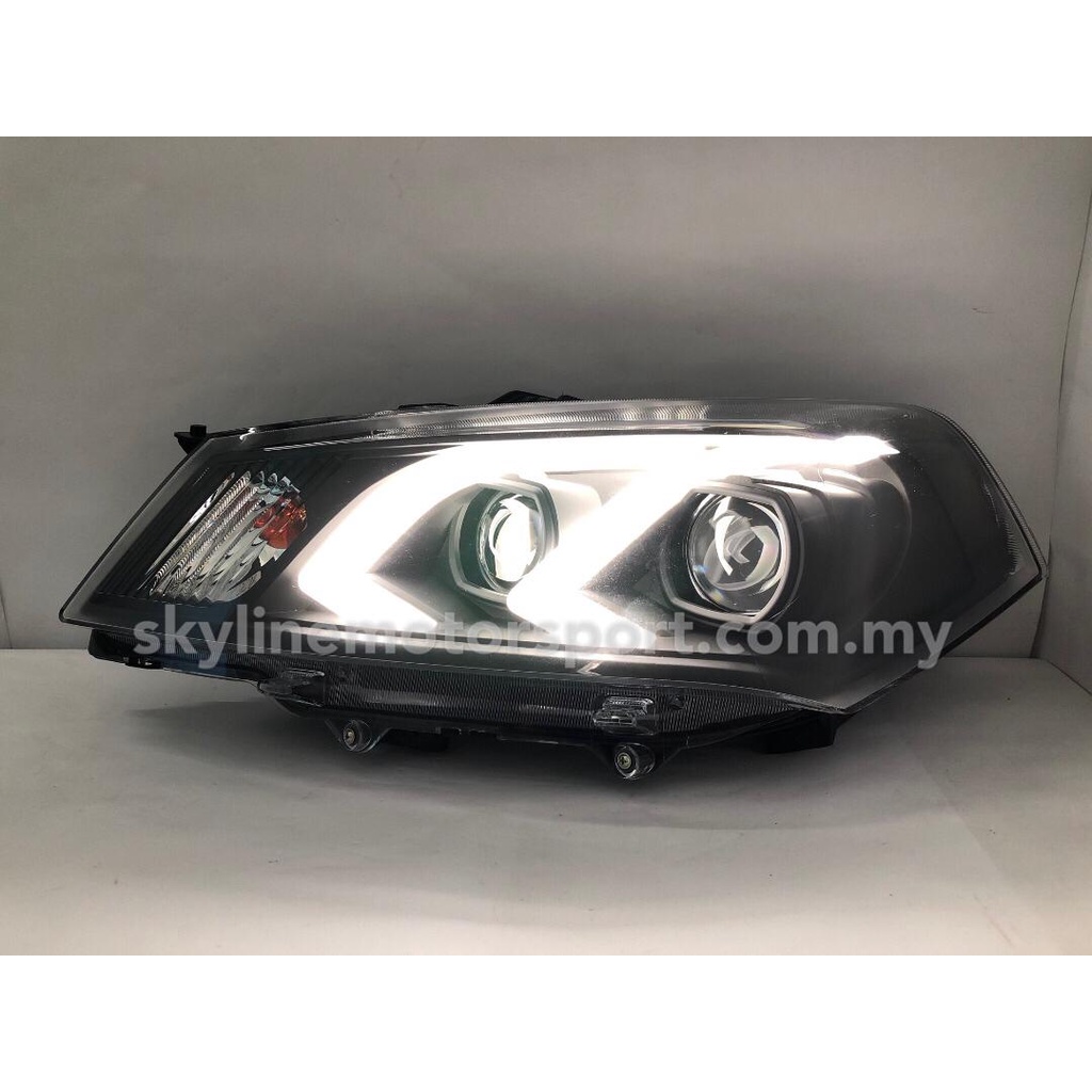 PROTON SAGA FLX 20102015 DUAL PROJECTOR HEADLAMP DRL LED BLACK (636