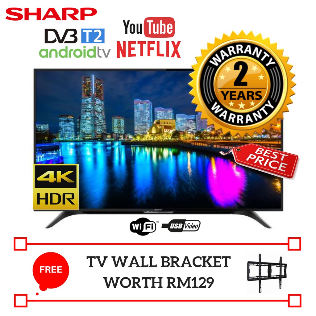 Sharp 50 Smart 4k Uhd Led Tv 4tc50ah1x 2 Years Sharp Malaysia Warranty Shopee Malaysia
