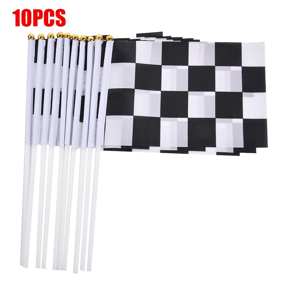 10pcs/pack Black And White Square Hand Flag 14*21cm Racer Waving Flag Racing Car Flags Banner Decorative Sports Car Flag