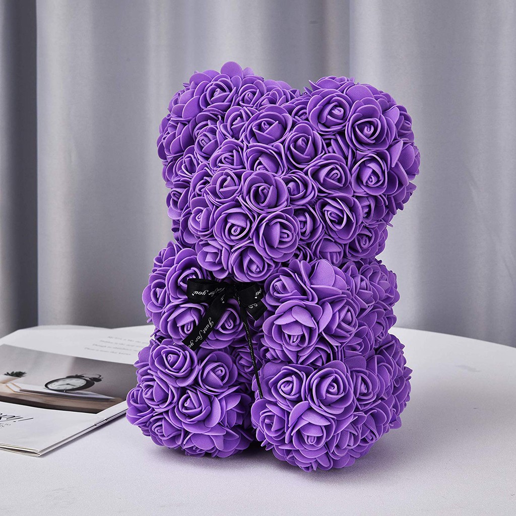 purple flower teddy bear