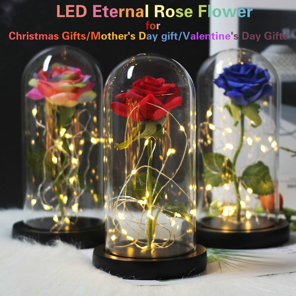 Eternal Rose Flower LED Flower Light In Flask Glass Christmas ...