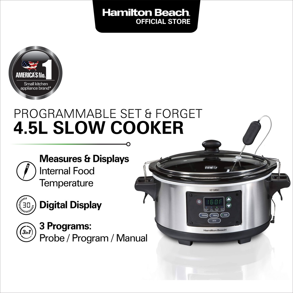 Hamilton Beach Programmable Set & Forget 4.5L Slow Cooker, 33956-SAU