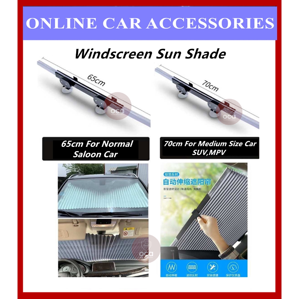 Universal 65cm / 70cm Foldable Curtain Auto Front Rear Windscreen Sunshade Sun Block