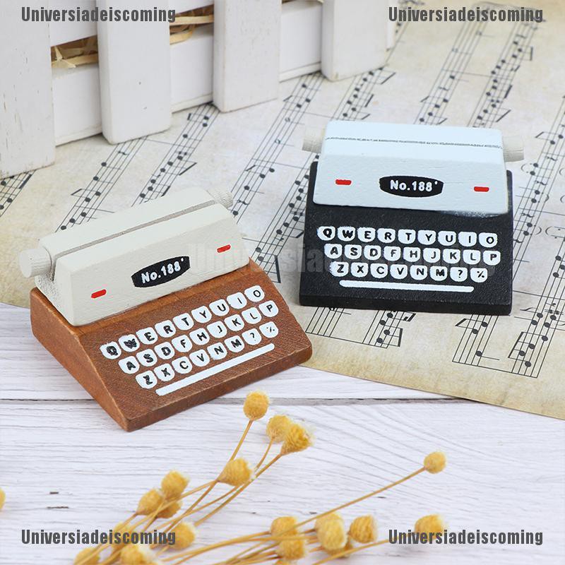 Universiadeis✲ Coffee Vintage Wooden Typewriter Photo Card Memo Holder Stand Card Holder