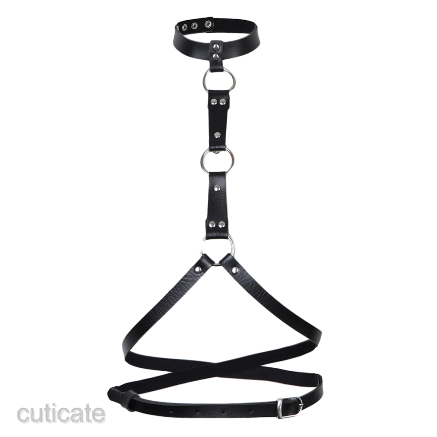 [CUTICATEMY] Women's PU Leather Harness Adjustable Waist Belt Gothic Body Straps Clubwear