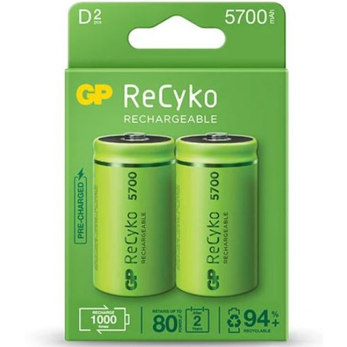 GP ReCyko D size Rechargeable battery 5700mAh (2 battery pack)-1000time recharge