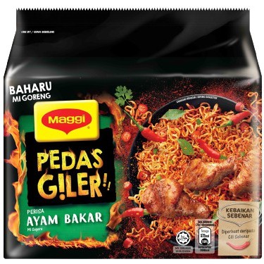 MAGGI Pedas Giler Instant Noodle [76G] / MAGGI Pedas Giler Perencah (Ayam Bakar / Tom Yummz)