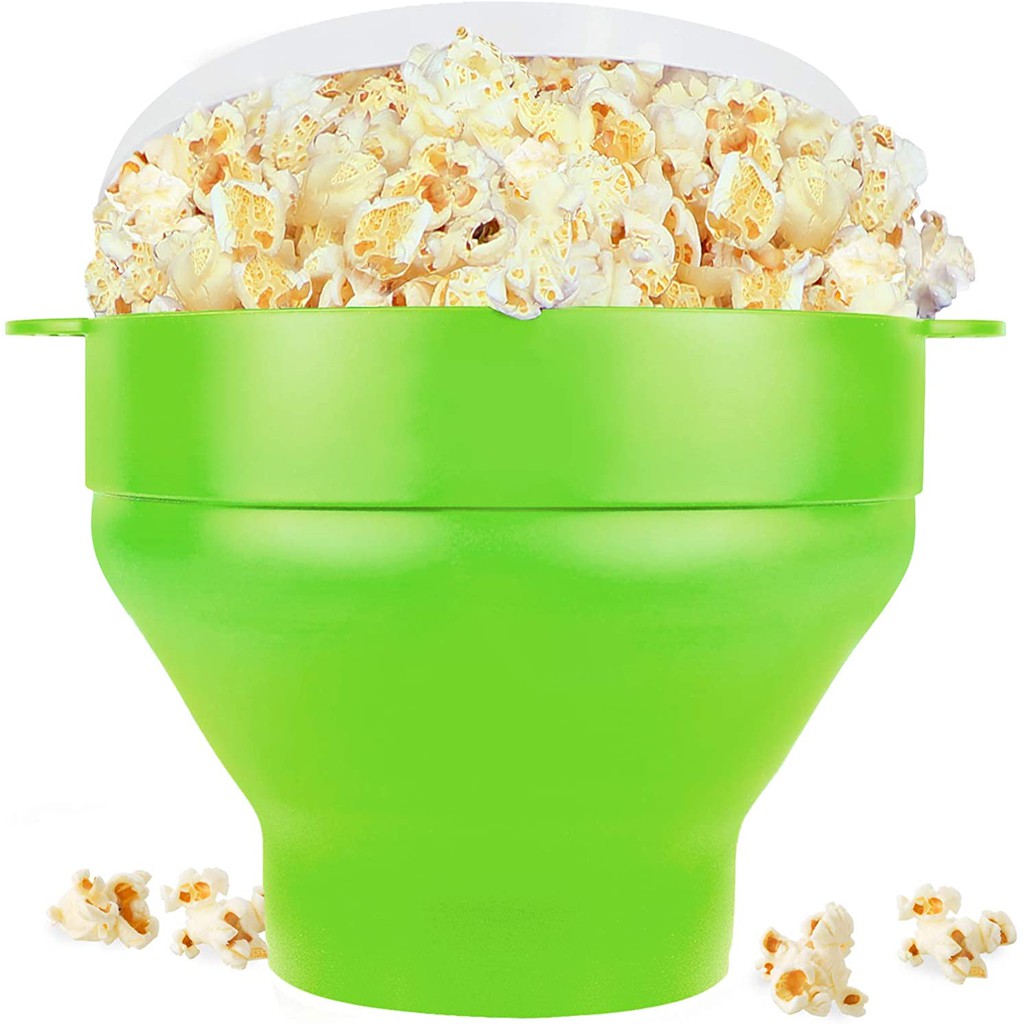 Silicone Microwave Popcorn Popper with Lid, Popcorn Maker Collapsible Bowl for Home, BPA Free and Dishwasher Safe