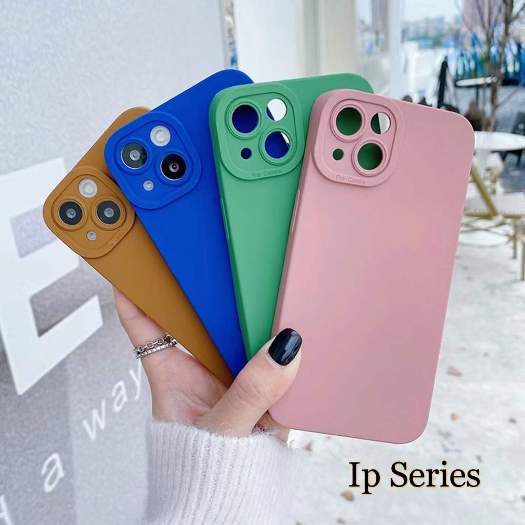 Casing iP 12 Pro Max 13 Pro Max Liquid Silicone Soft Case Camera Lens Protection Cover