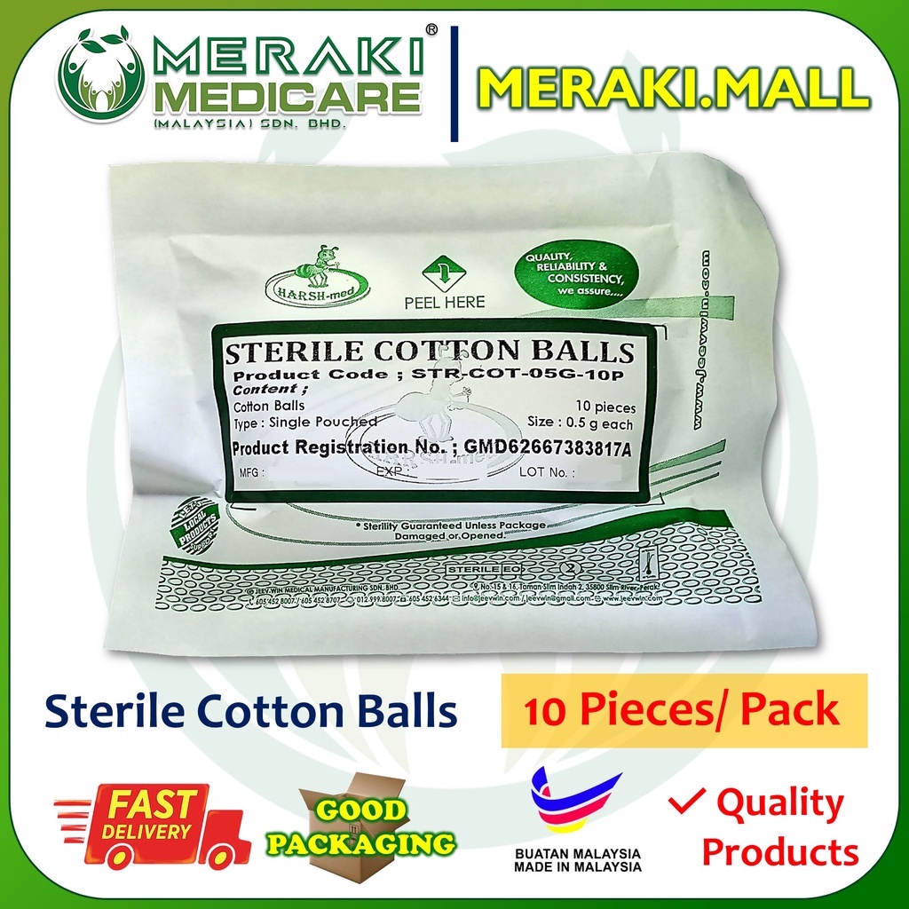 Disposable Sterile Cotton Balls 10 PIECES/PACK STRCOT05G10PSP