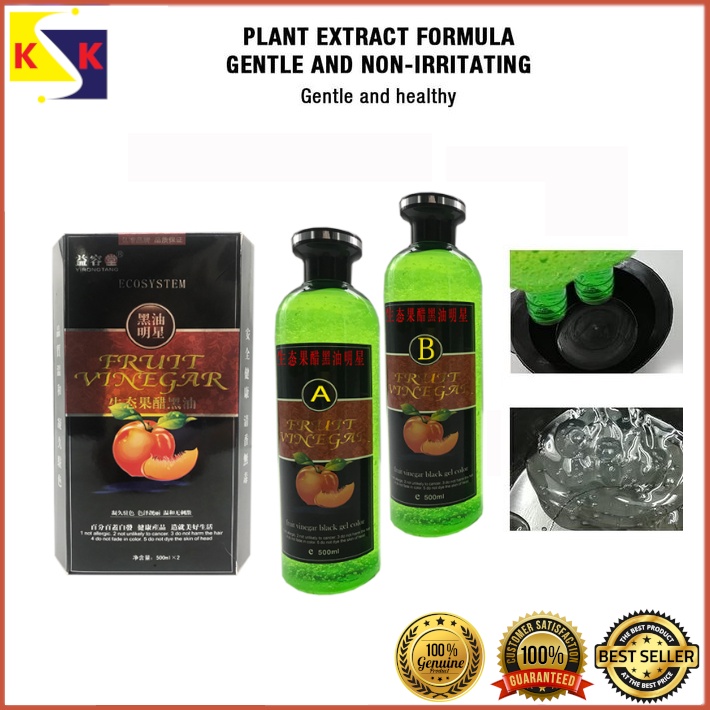 ECOSYSTEM Fruit Vinegar Natural Black Hair Color Gel 500ml*2 Shopee