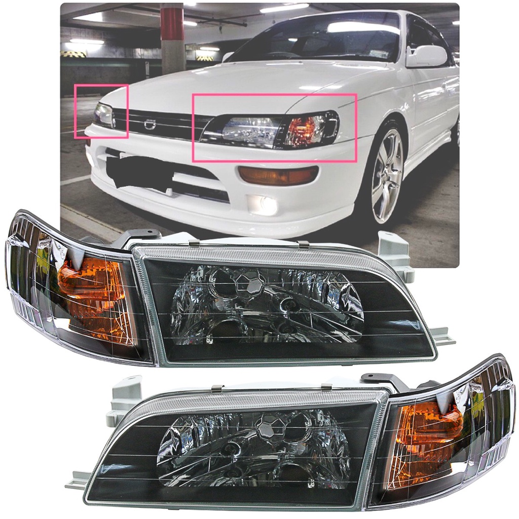Front Black Head Lights Corner Lamp Toyota Corolla AE100 AE101 E100 SEG