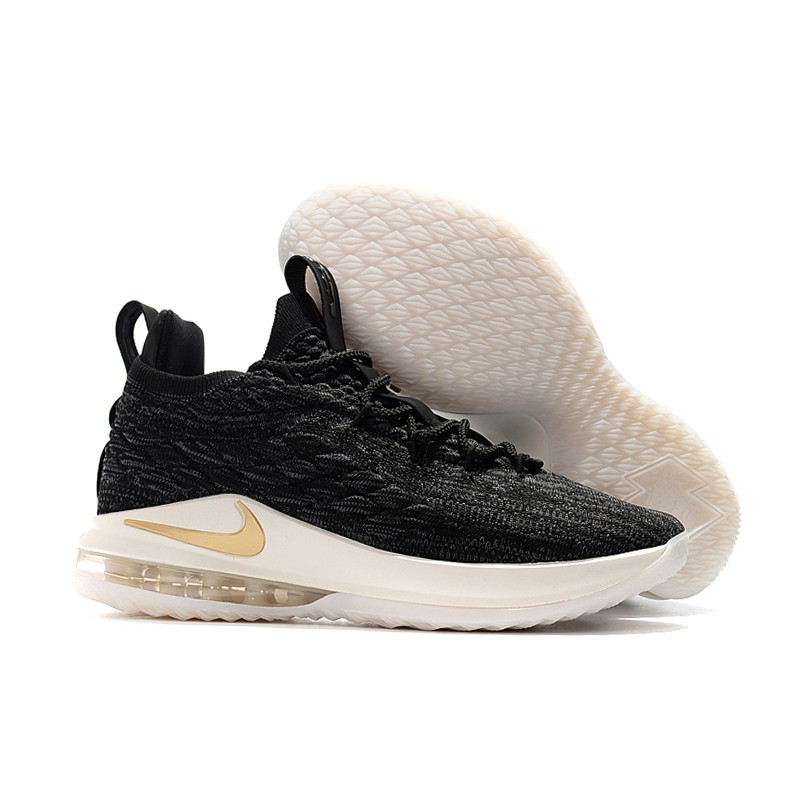 lebron 15 black and gold low