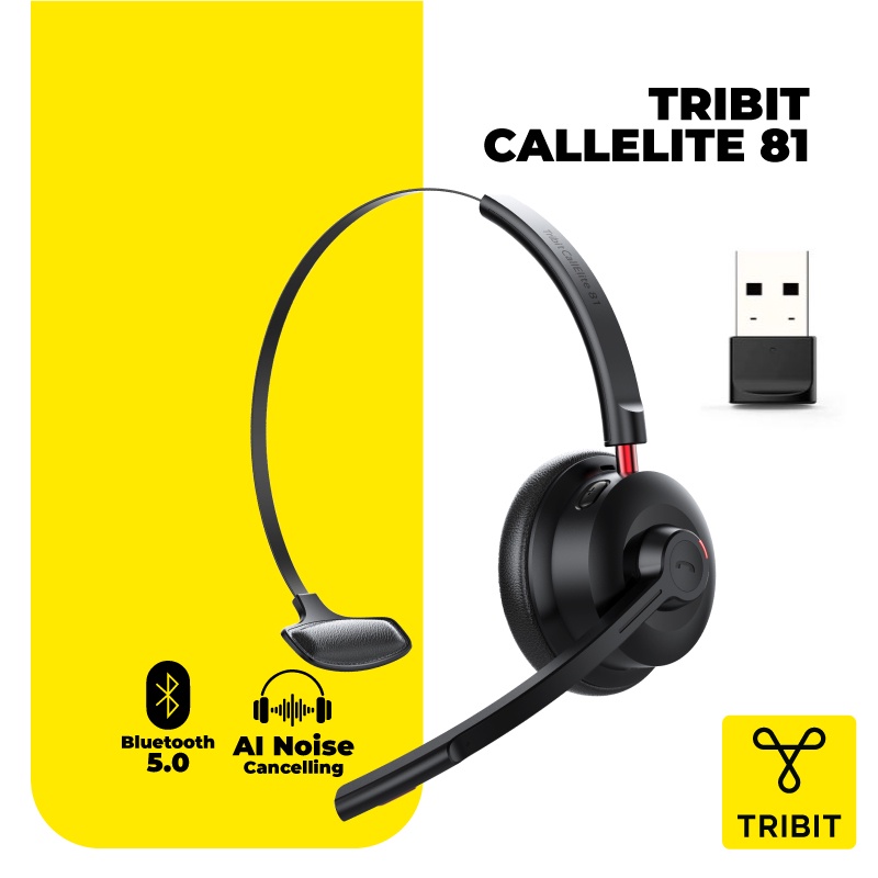 Tribit CallElite 81 with Microphone, Bluetooth 5.0 Cell Phone Headphone Qualcomm QCC3020, CVC 8.0 AI Noise Canceling