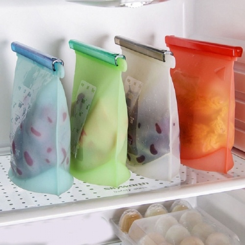 1000ML Reusable Seal Silicone Food Fresh Bag Vacuum Sealer Fruit Meat Milk Storage Bags