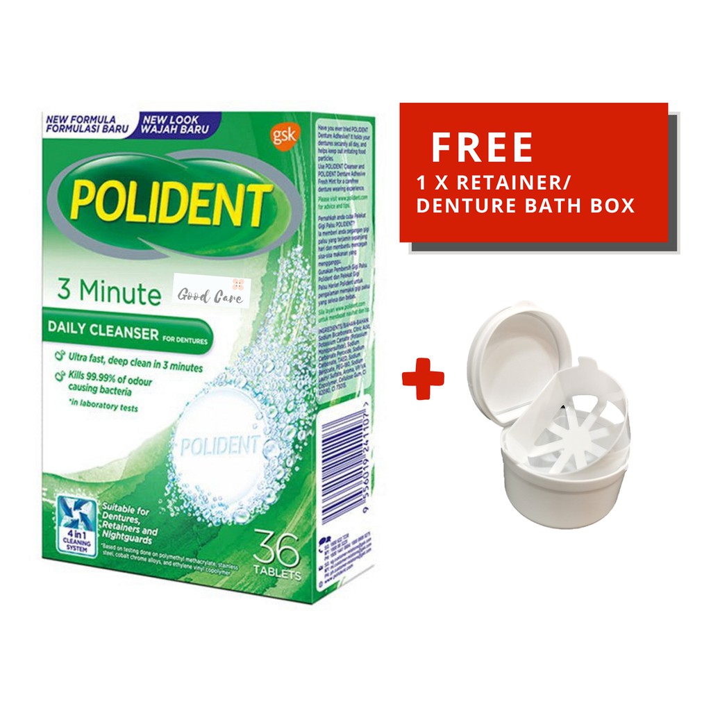 Polident Cleaning Tablets for Retainers / Denture 3 Minute Daily