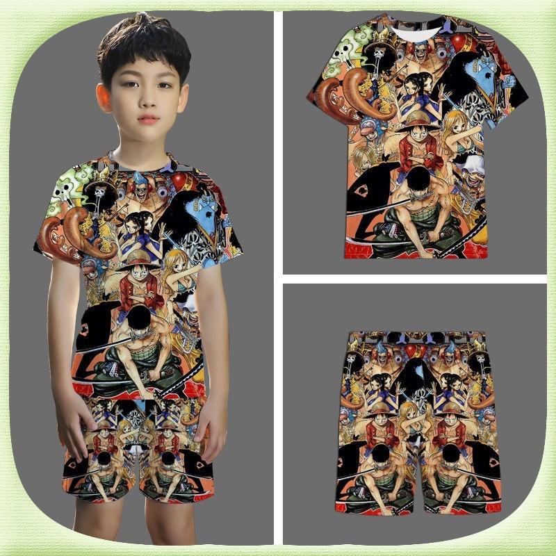 One Piece tshirt setsfather son matching shirt   budak kids clothes boys fashion top clothes  Casual Tops Games Summer clothes