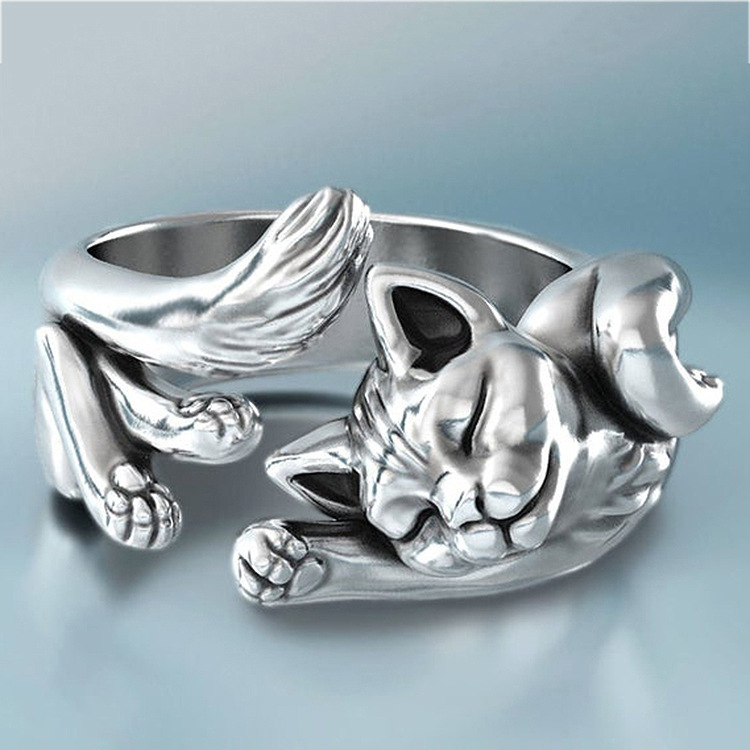 Nette Glück Katze Form Offene Ringe Größe Einstellbar Dance Party Finger Ring Zarte Mädchen Geschenk Neue Mode Schmuck_voghion.com