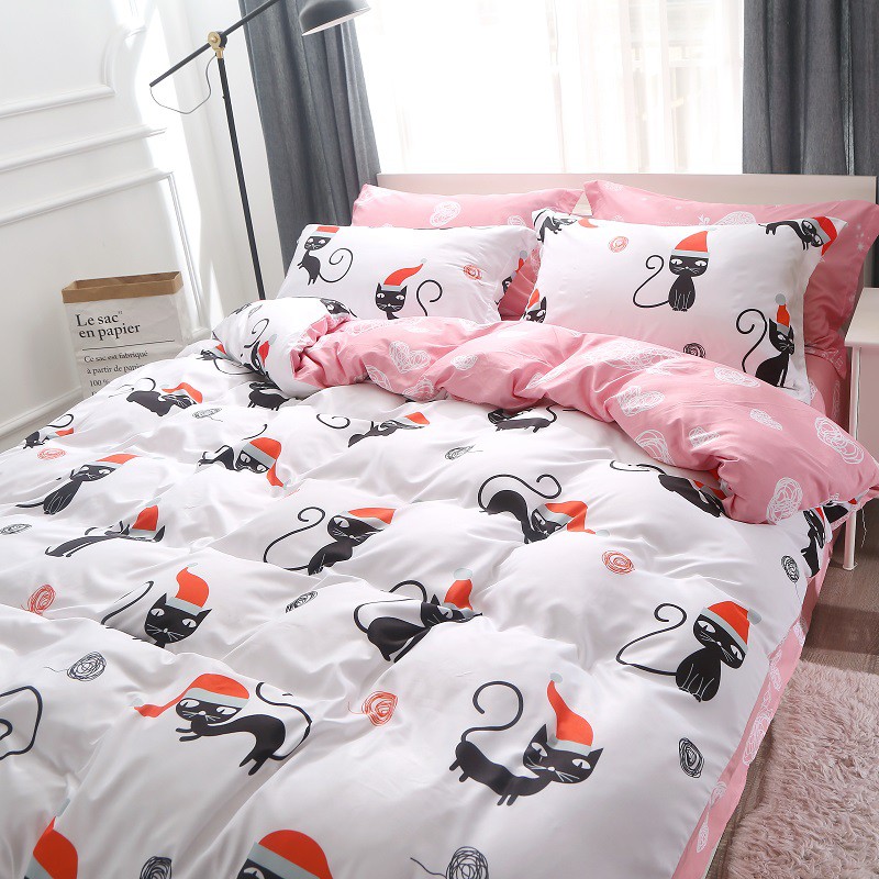 Cute Cat Duvet Cover Sets Pillowcases 3pcs 4pcs Bedding Set Single