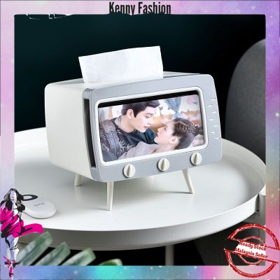 KENNY FASHION [2in1] TV Tissue Box with Handphone Holder 创意电视机纸巾盒/多功能桌面手机观影支架 / 追剧神器