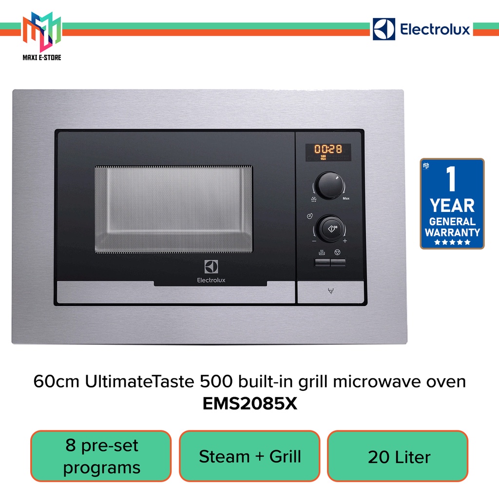 Electrolux EMS2085X UltimateTaste 500 Builtin Grill Microwave Oven 20L