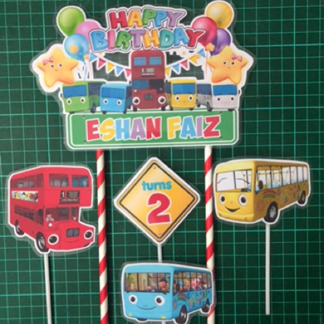 Wheels On The Bus Cake Topper 5pcs Shopee Malaysia