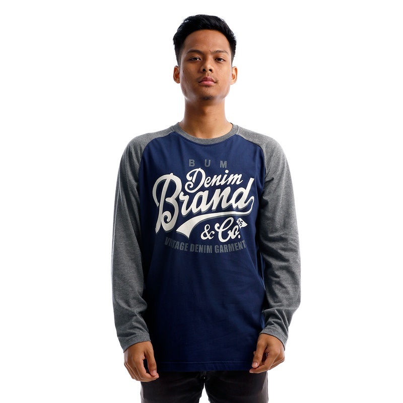 BUM Equipment Men Round Neck Tee L/S (DK BLU)