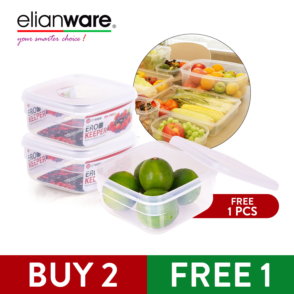 Elianware [BUY 2 FREE 1] EROO Transparent Food Keeper BPA FREE Microwaveable Food Storage Container Bekas Makanan
