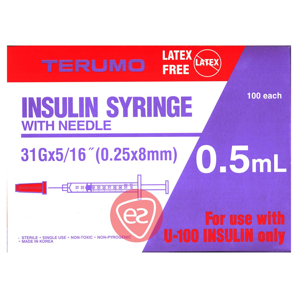 Terumo Insulin Syringe 0 5ml With Needle 31g X 5 16 0 25 X 8mm 100 Units Shopee Malaysia