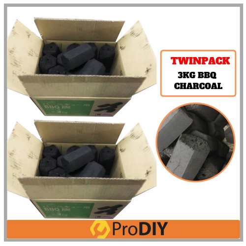 Twinpack 3kg Long Lasting Barbecue Japan Charcoal Arang BBQ Foldable Charcoal