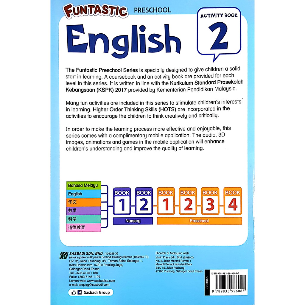 Funtastic . Preschool . English . Course Book . Sasbadi .{ READY STOCK } I  20