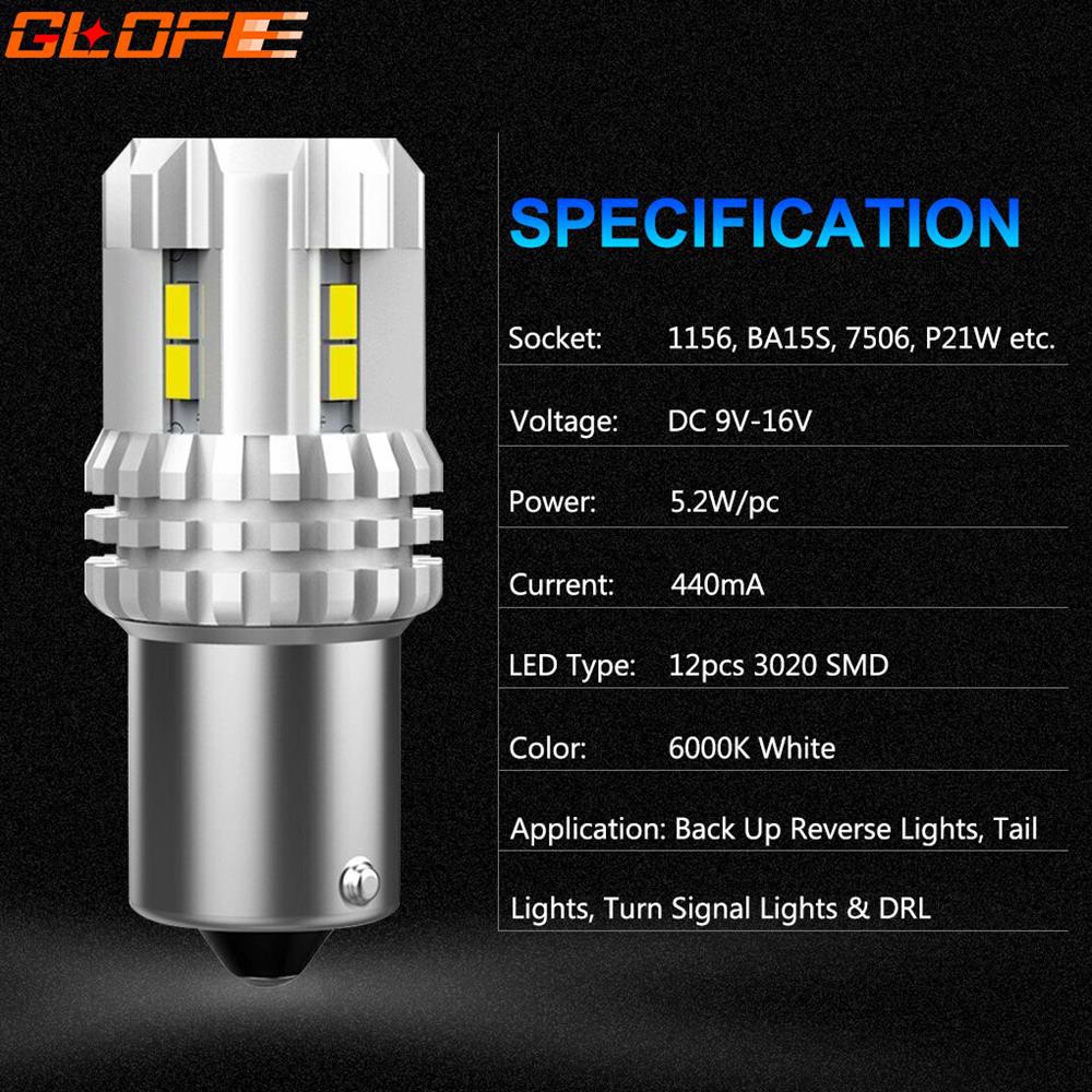 CREE 1156 BA15S P21W 7506 LED Backup Reverse Lamp Bright White 6000K 2800LM 2pcs