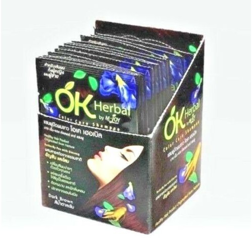 12x OK Herbal Hair Dye Care Shampoo Butterfly Pea Ginseng Dark Brown Color  30 ml | Shopee Malaysia