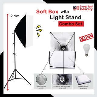 Lighting Studio E27 Single Light Lamp Bulb Tube Softbox Kit Photo Photography Soft Box Lampu Terang Foto Photography