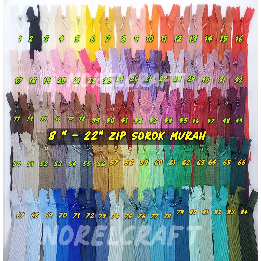 8" - 22 " ZIP SOROK MURAH/ INVISIBLE ZIPPER / NO BRAND/ HIDDEN ZIP/ HIDDEN ZIPPER/ZIP SUSUK/ZIP MURAH