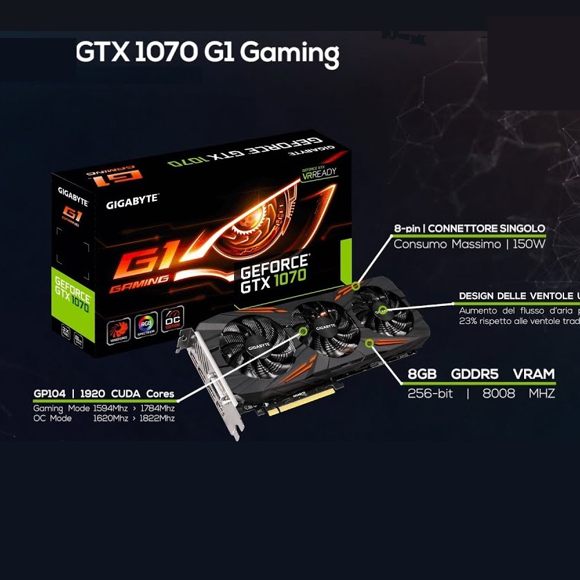 Used】GeForce® GTX 1070 G1 Gaming 8G (rev. 2.0) Gigabyte RGB SPECTRUM |  Shopee Malaysia
