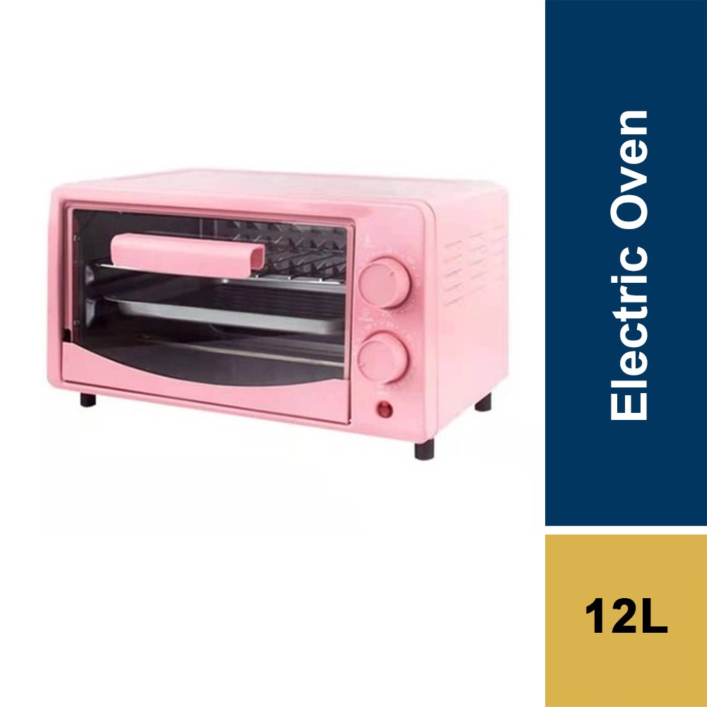 12L Electric Oven with Baking Pan & Rack Ketuhar Elektrik Microwave Oven Breakfast Toast Bread Sarapan Pagi Roti Bakar