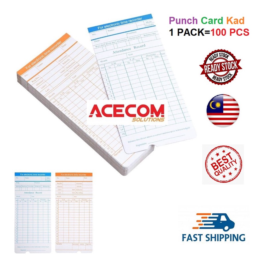 Punch Card Time Card Time Clock Time Recorder Attendance Card Worker ...