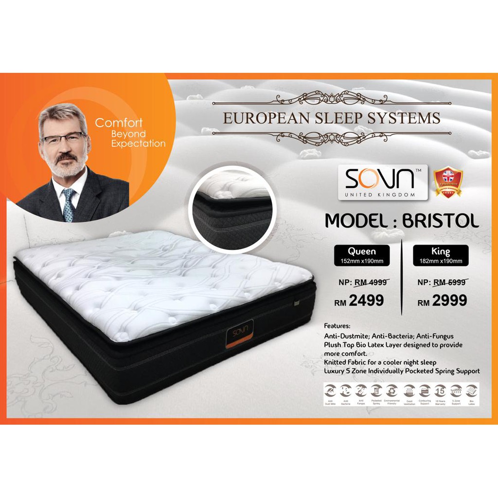 Sovn Mattress Bristol Single Super Single Queen King Free Pillow Shopee Malaysia