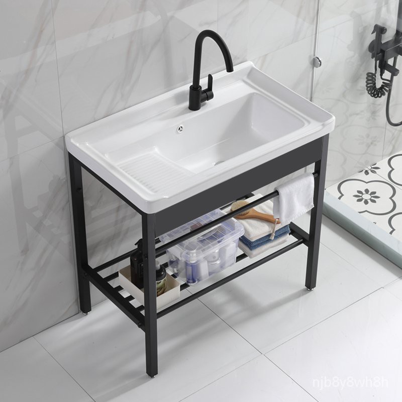 Ceramic Laundry Basin With Washboard Bathroom Table Top Middle Basin ...