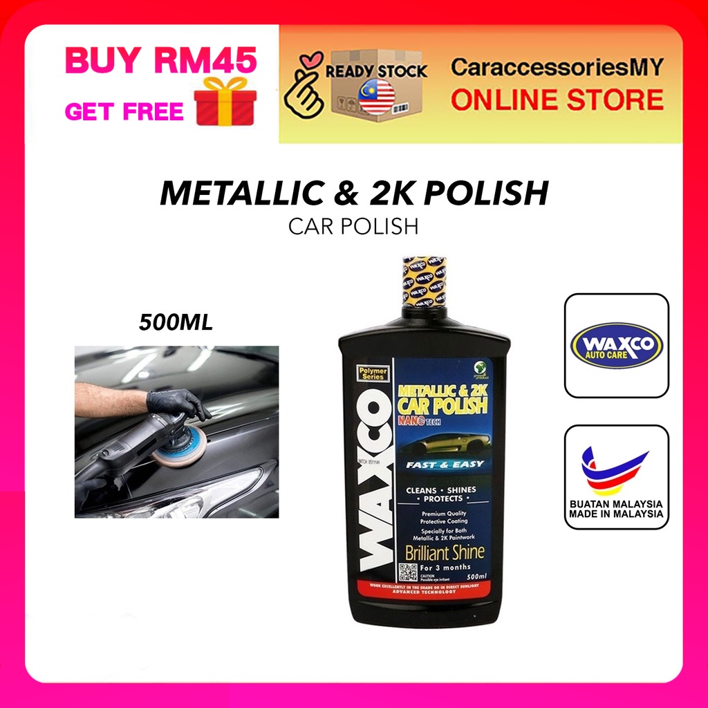 Waxco Metallic 2K Car Polish 500ml hilang calar coating kilat kereta