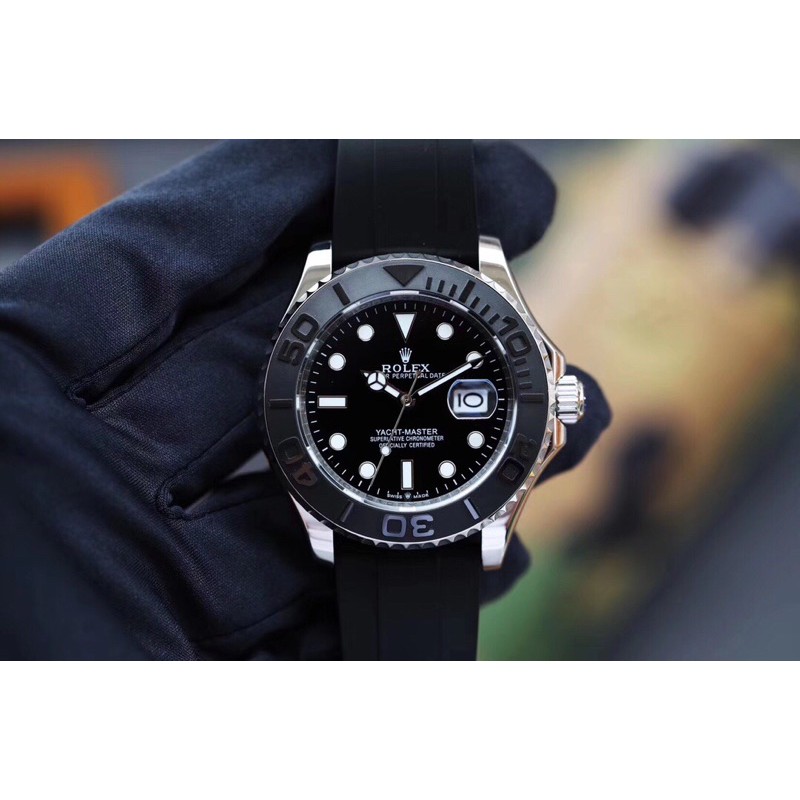 ที่มีชื่อเสียงอัตโนมัติเครื่องจักร 42mm ไพลินแก้วเทปโอ๊คความปลอดภัยสูงสุดหัวเข็มขัดสีฟ้าสดใสแว่นขยาย Rolex ตลอดไป
