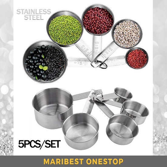 5PCS/SET Stackable Stainless Steel Measuring Cup Anti-Rust Baking Cooking Kitchen Tool