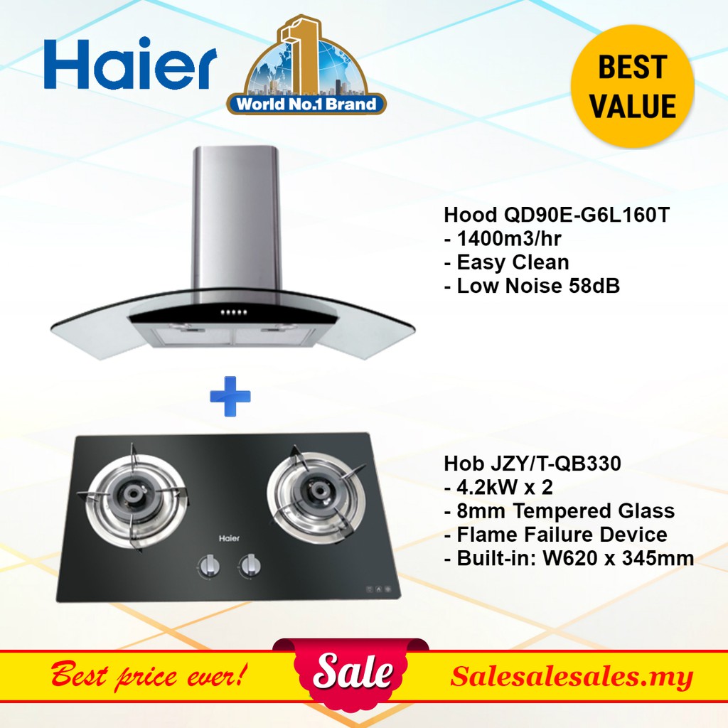 (PACKAGE) Haier Kitchen Chimney Cooker Hood + Builtin Hob Packages Shopee Malaysia