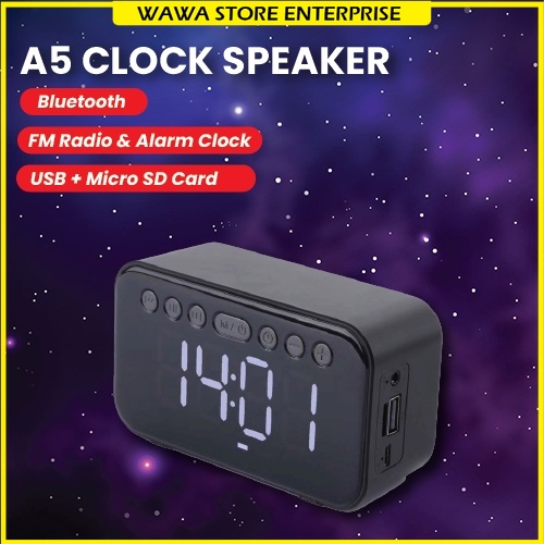 Bluetooth Speaker Wireless with FM Radio LED Mirror Alarm Clock