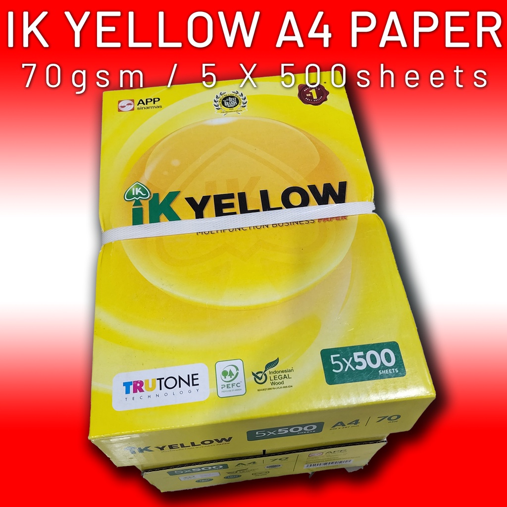 Ik Yellow A4 Paper 70gsm 5x500sheets 5 Reams Shopee Malaysia 3949